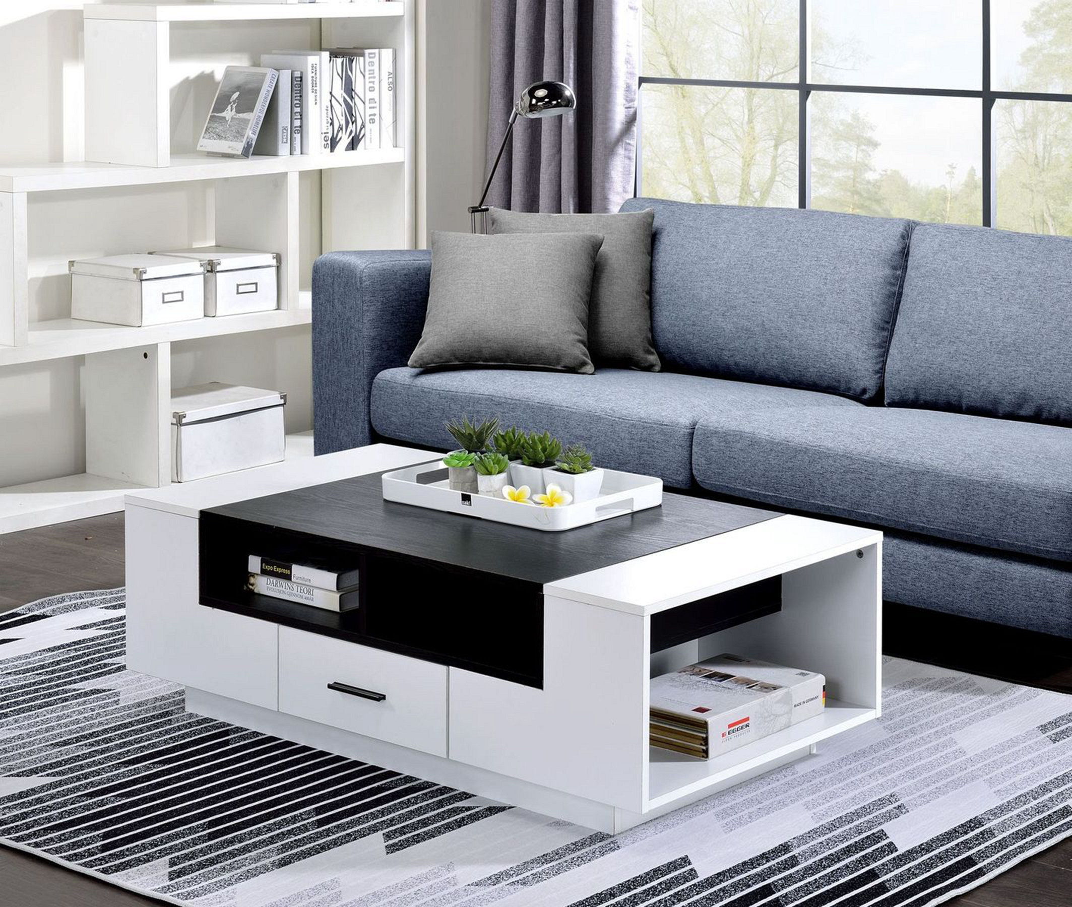 Black and white coffee table with storage discount